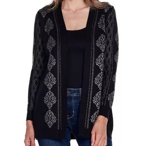 Belldini
Women's Black Label Lurex Jacquard Open-Front Cardigan Sweater